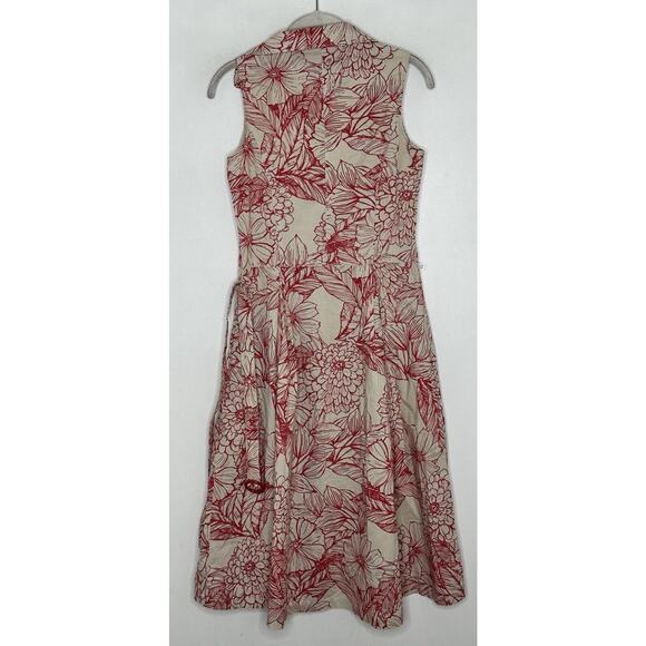 Tommy Hilfiger Womens Collared Ivory Floral A Line Belted Shirt Dress Sz 4 - Picture 7 of 7